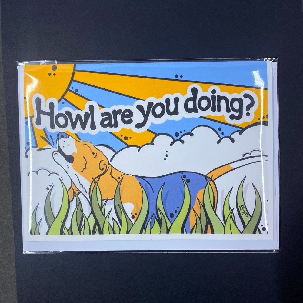 Beagle Dog Howl are You Doing? Greeting Card Handmade Gift 5x7